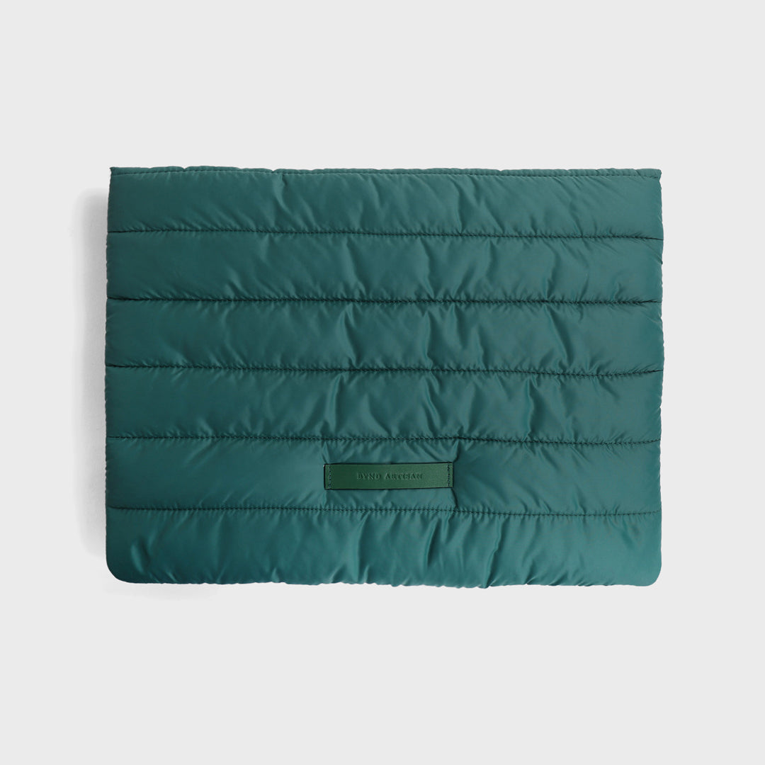 Quilted Puffy Laptop Sleeve with Leather Strap